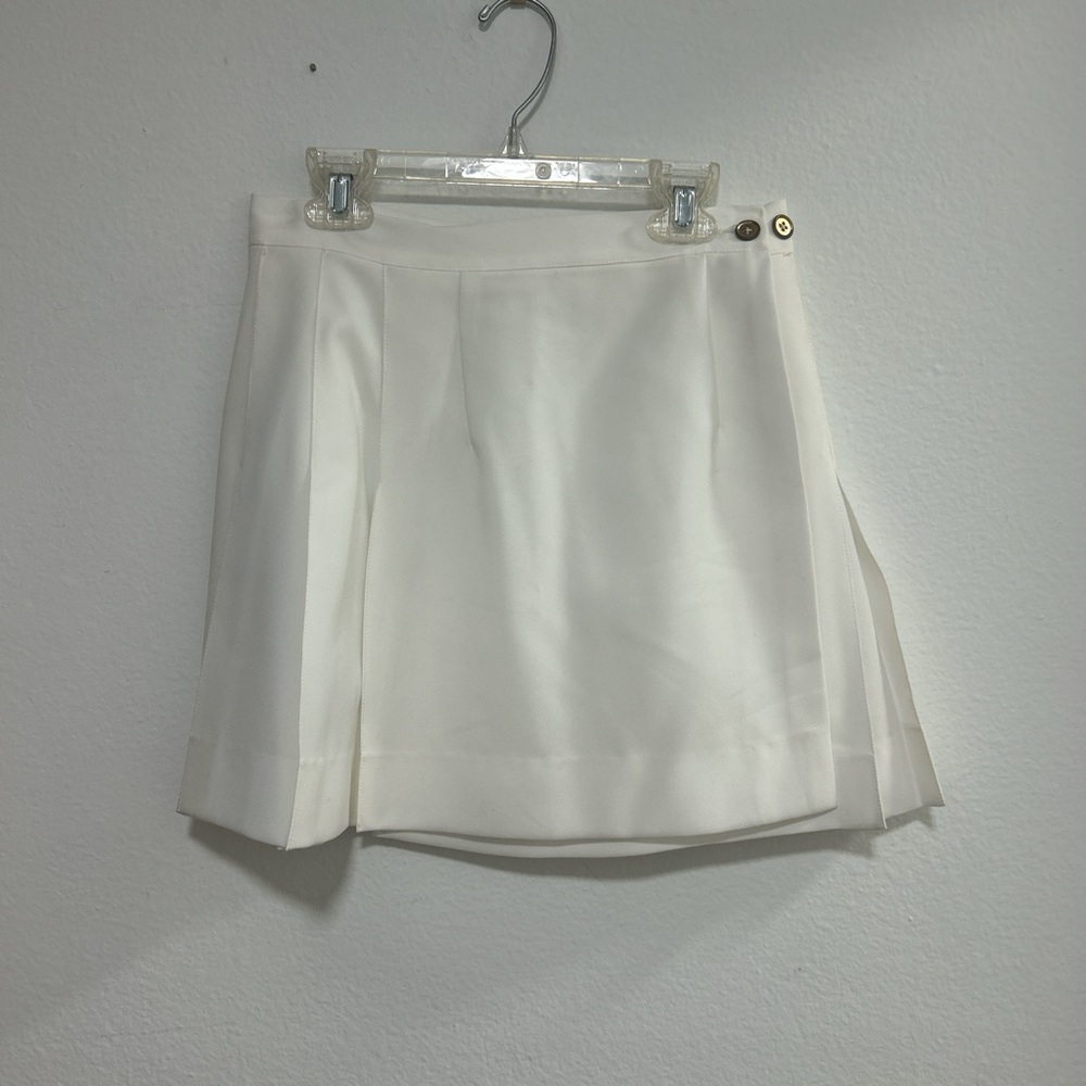 Vintage 80s Pleated Tennis Adjustable Wrap-Around White Skirt Cycle Boston Small